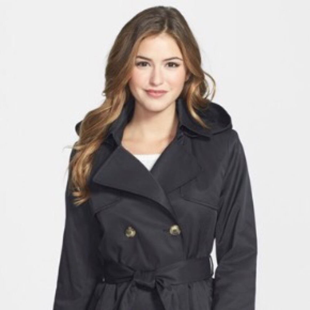 DKNY Black Double Breasted Trench Coat